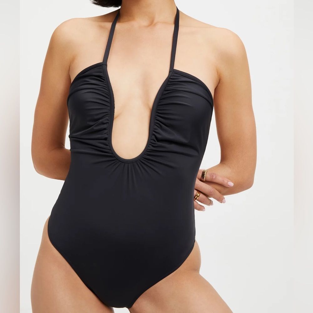 NWT Good American Leilani One Piece Bathing Suit in Black, Size 2 (Medium)